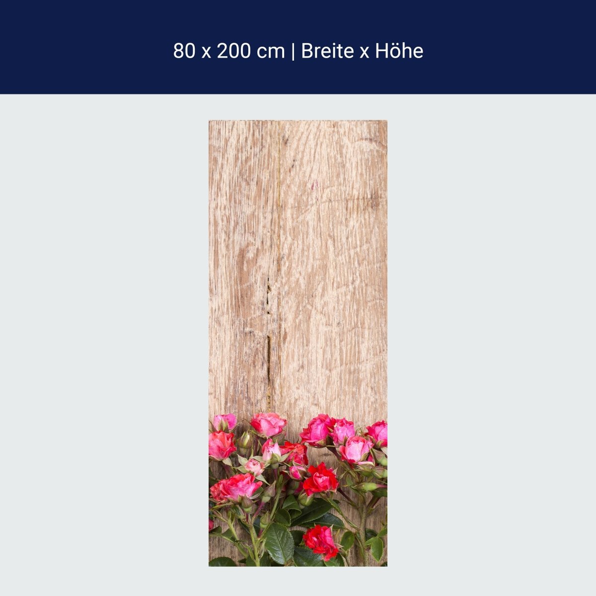 Duschwand Rote Rosen auf Holzbrett M1025