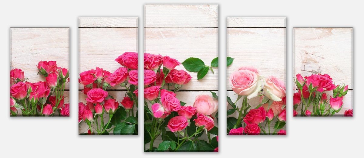 Leinwandbild Mehrteiler Rosa und karminrote Rosen M1034 entdecken - Bild 1