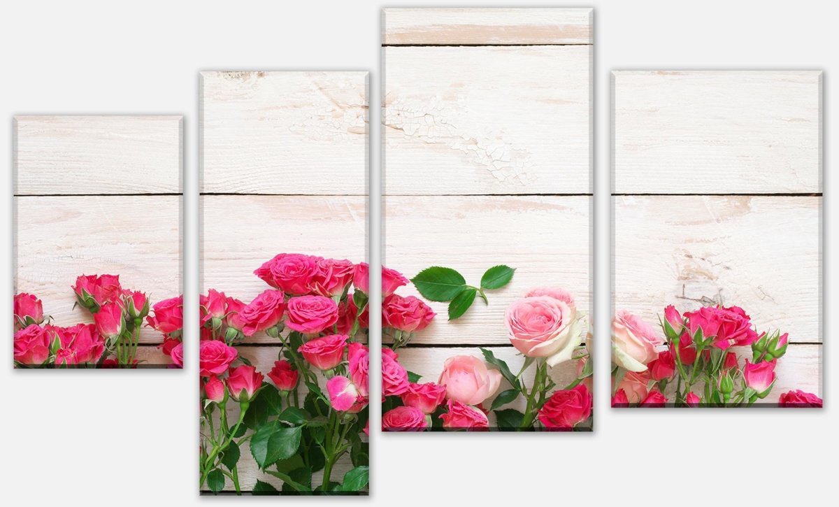 Leinwandbild Mehrteiler Rosa und karminrote Rosen M1034