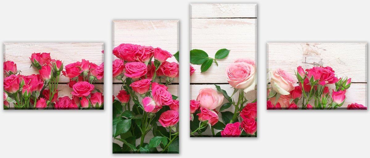 Leinwandbild Mehrteiler Rosa und karminrote Rosen M1034