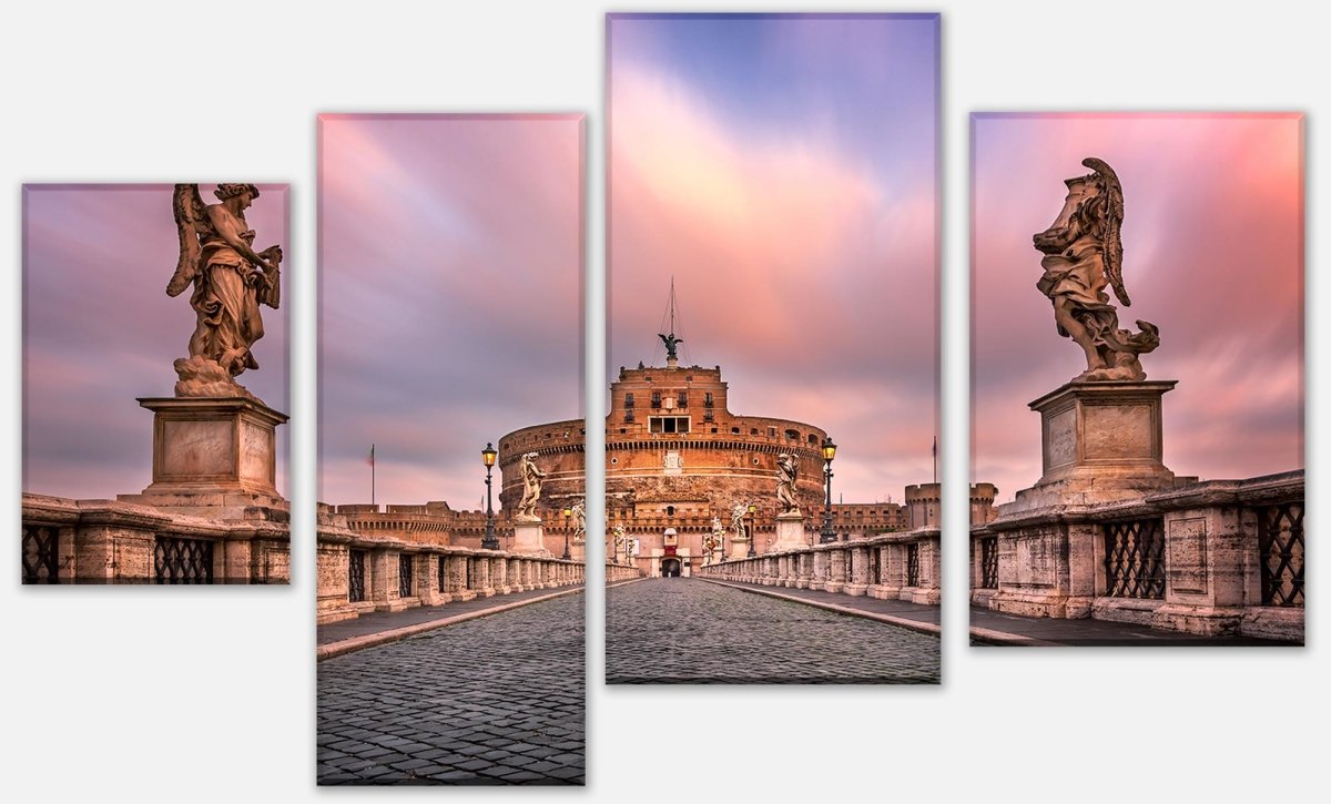 Leinwandbild Mehrteiler Sant Angelo Brücke und Schloss, Rom M1035