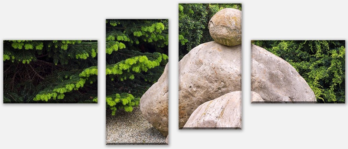 Leinwandbild Mehrteiler Japanischer Zen-Steingarten M1036