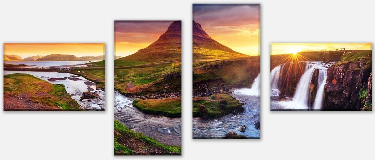 Leinwandbild Mehrteiler Kirkjufell Berg, Island M1038