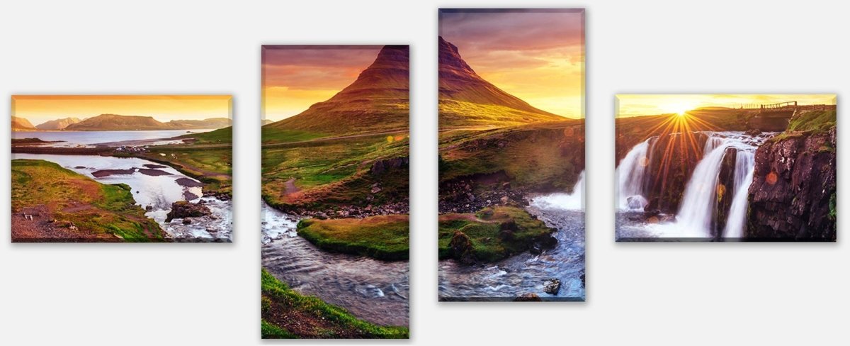 Leinwandbild Mehrteiler Kirkjufell Berg, Island M1038