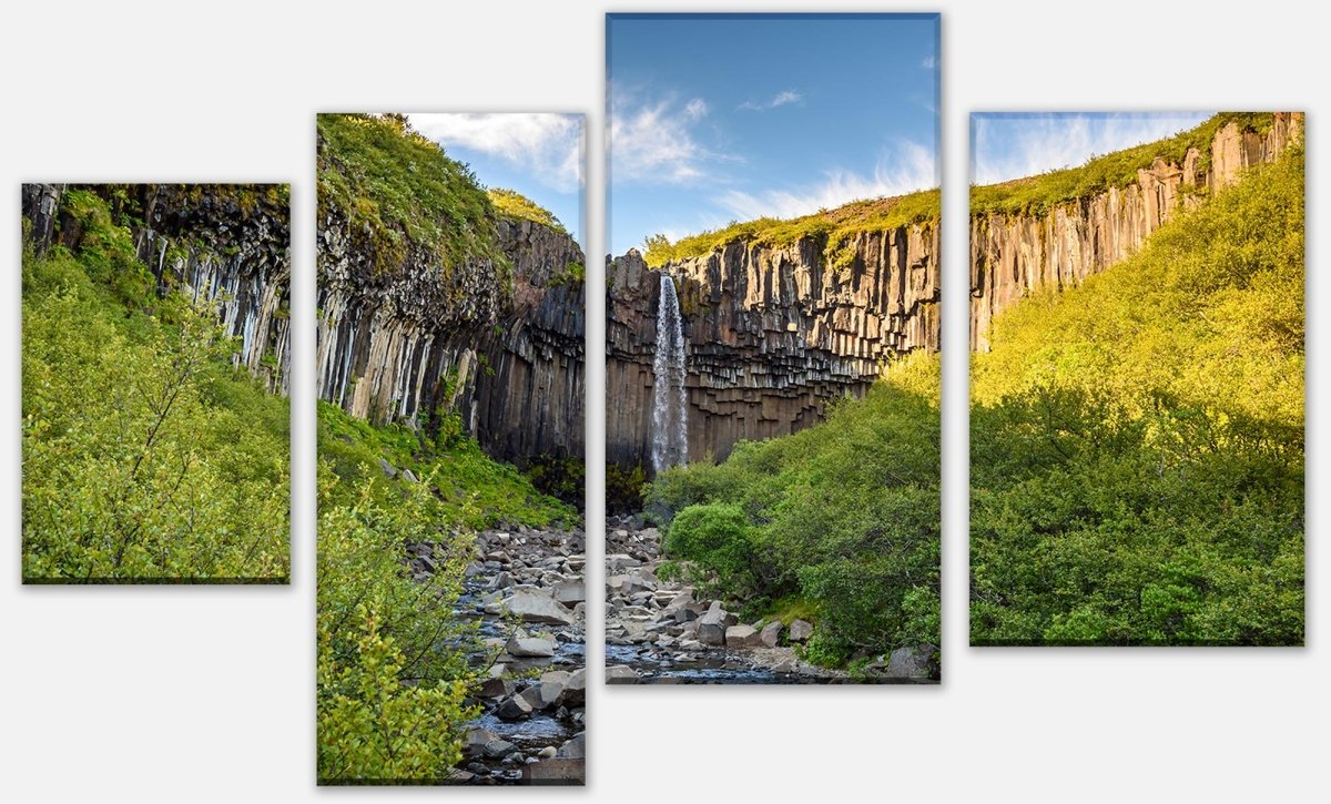 Leinwandbild Mehrteiler Basaltsäulenwasserfall Svartifoss, Island M1041