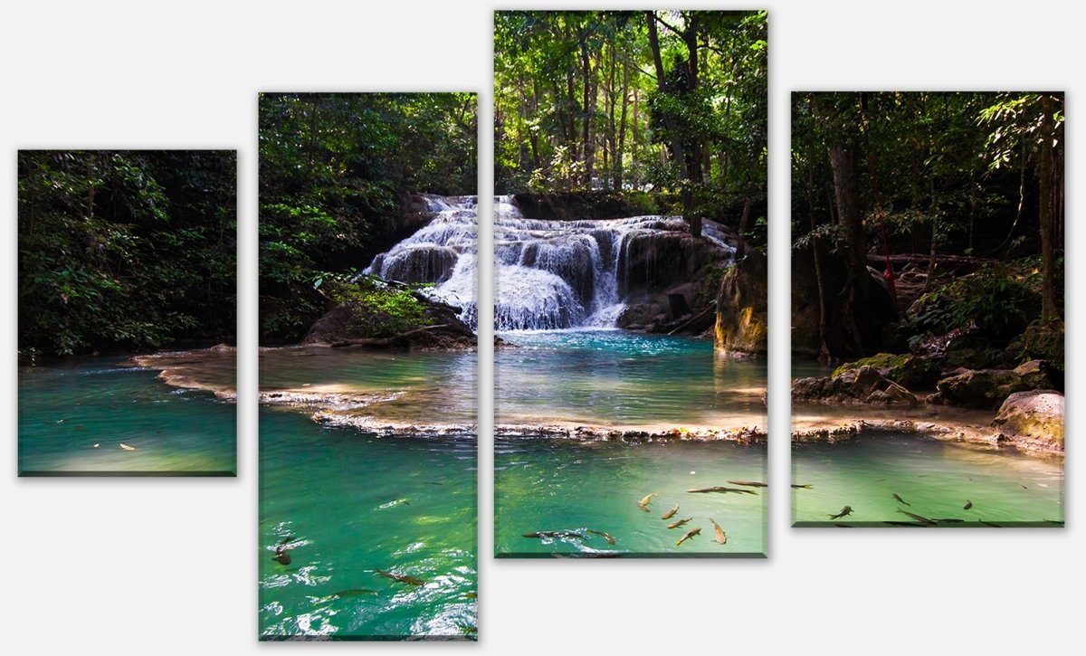 Leinwandbild Mehrteiler Erawan Wasserfall, Thailand M1059