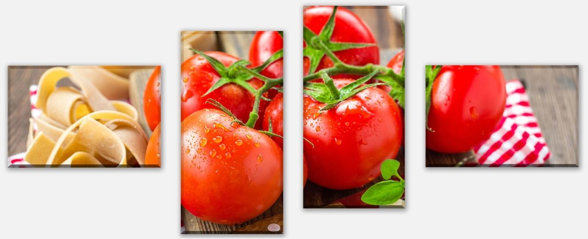 Leinwandbild Mehrteiler Tomaten und Nudeln M1064