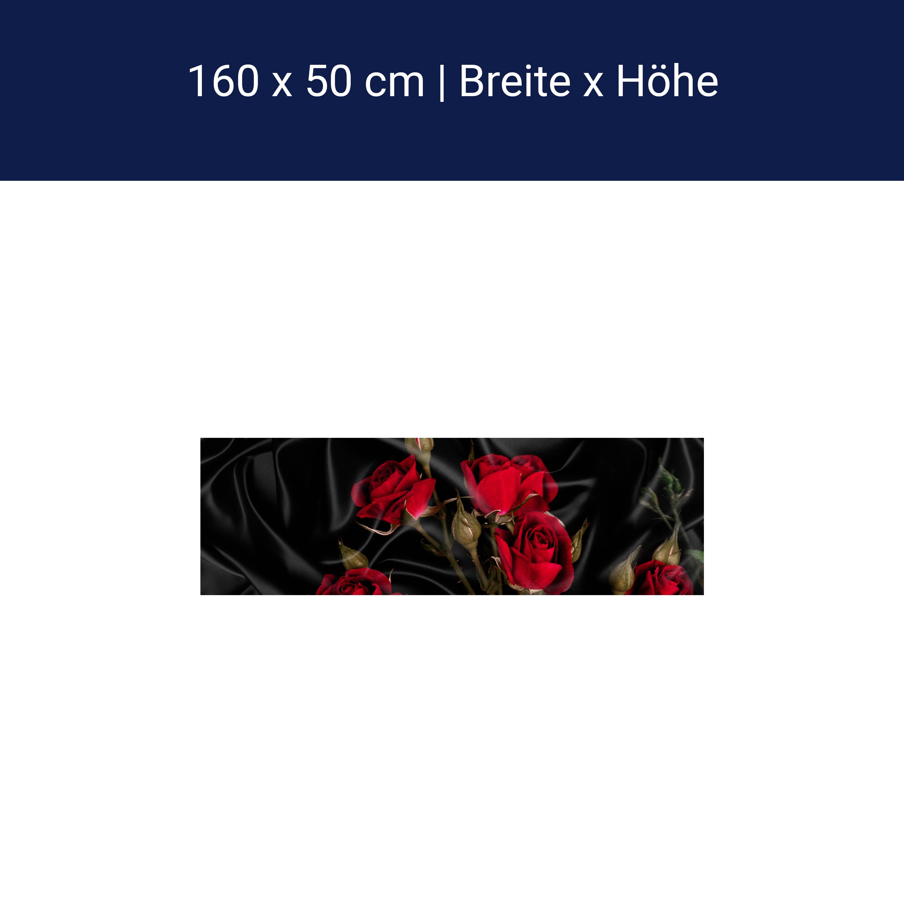 Küchenrückwand Rosen Rot Schwarz Tuch Seide M1078