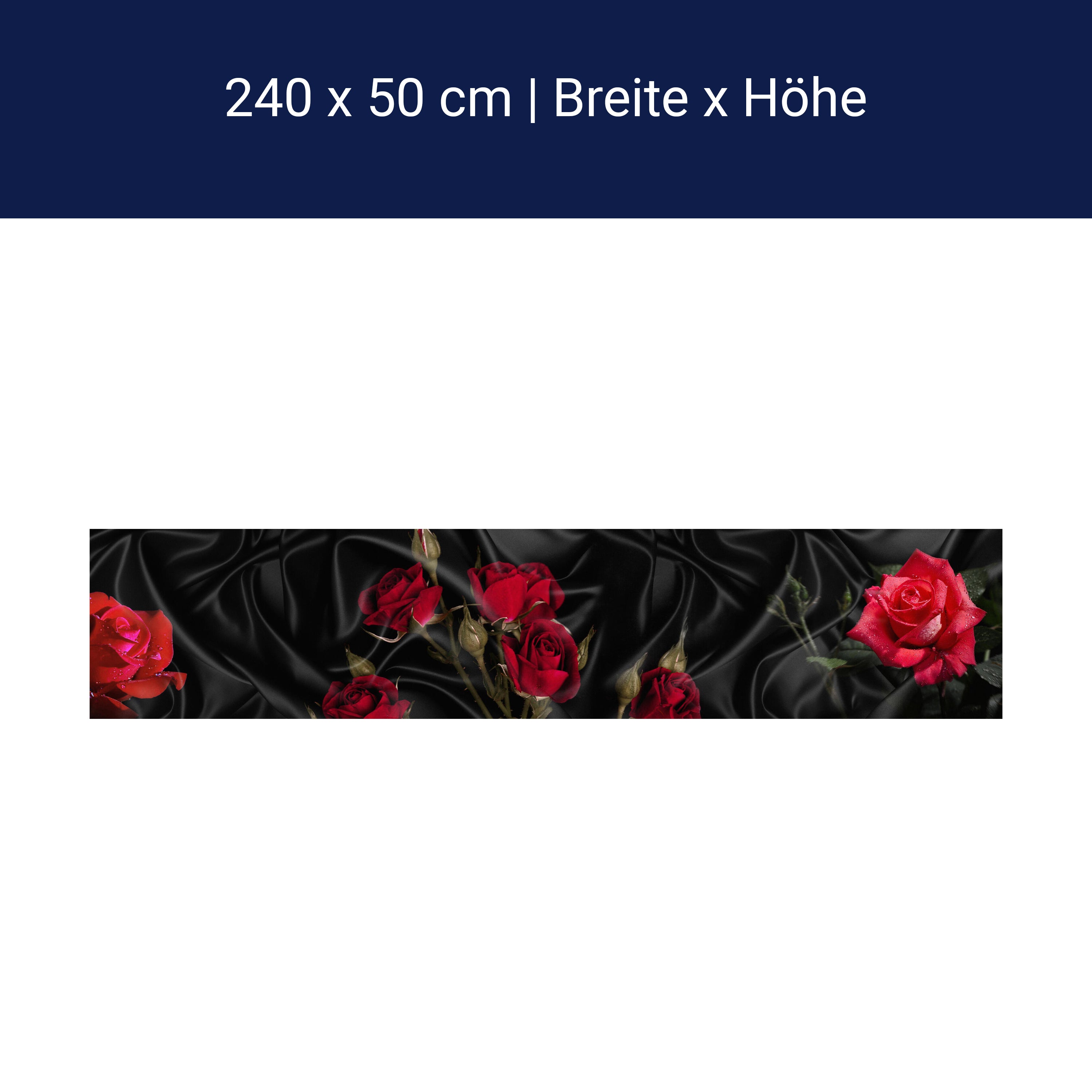 Küchenrückwand Rosen Rot Schwarz Tuch Seide M1078