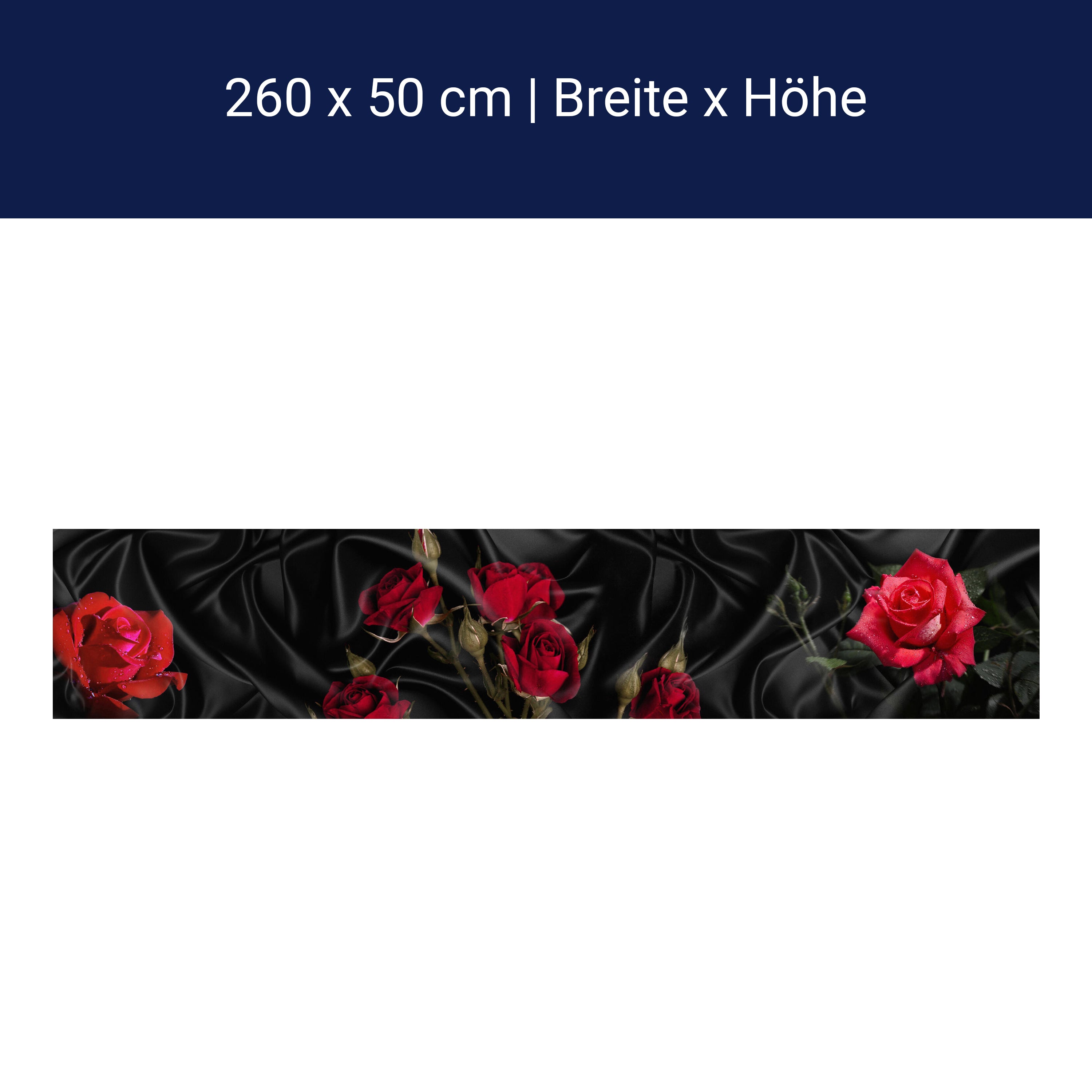 Küchenrückwand Rosen Rot Schwarz Tuch Seide M1078