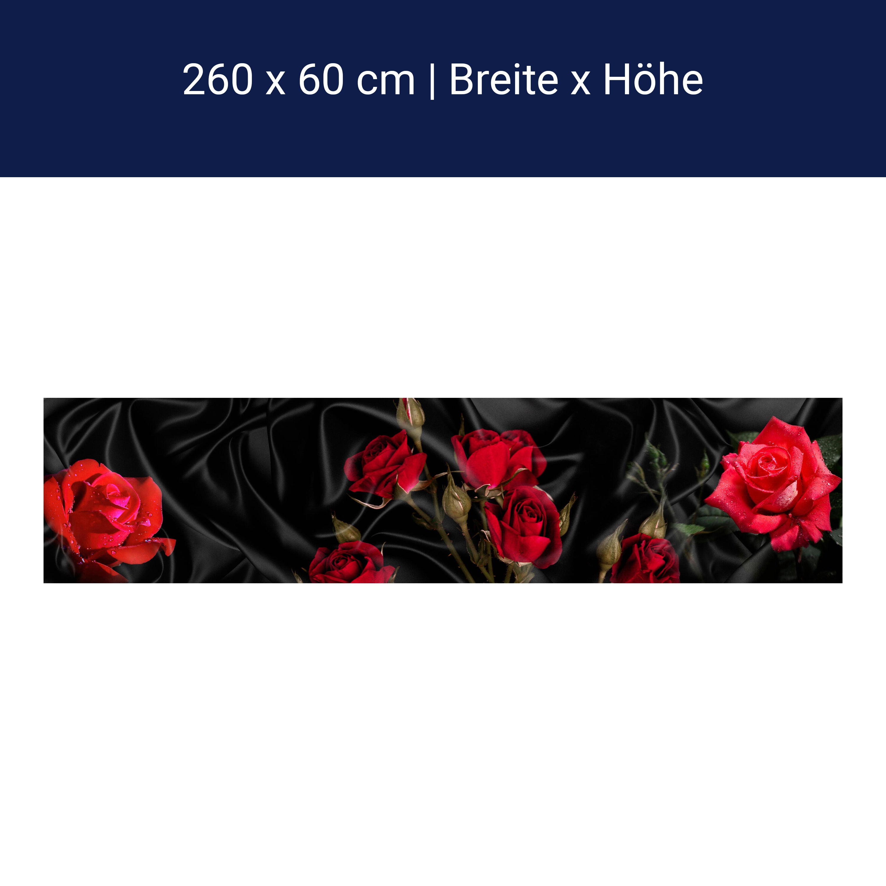 Küchenrückwand Rosen Rot Schwarz Tuch Seide M1078