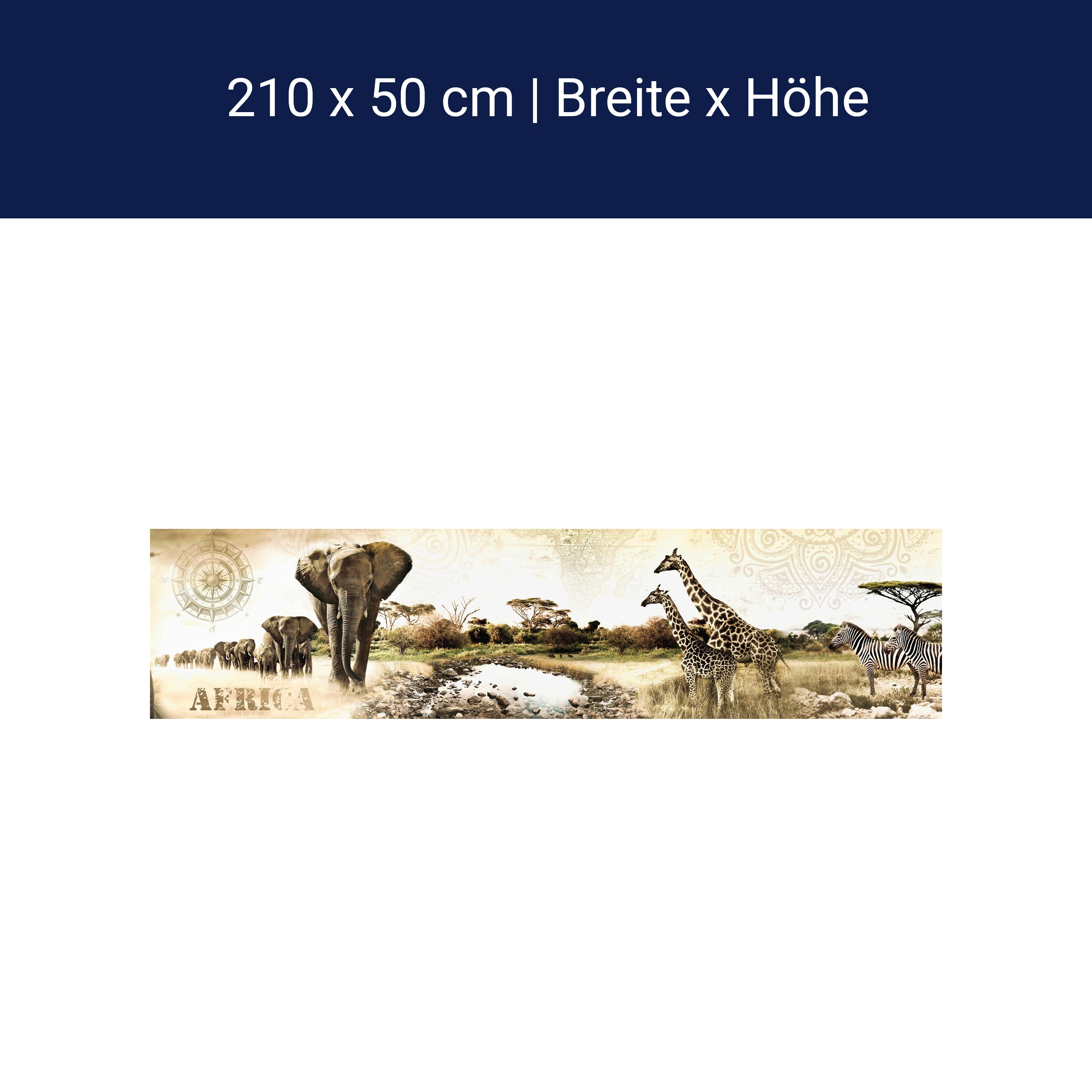 Küchenrückwand Afrika Elefant Giraffe Zebra Savanne M1084