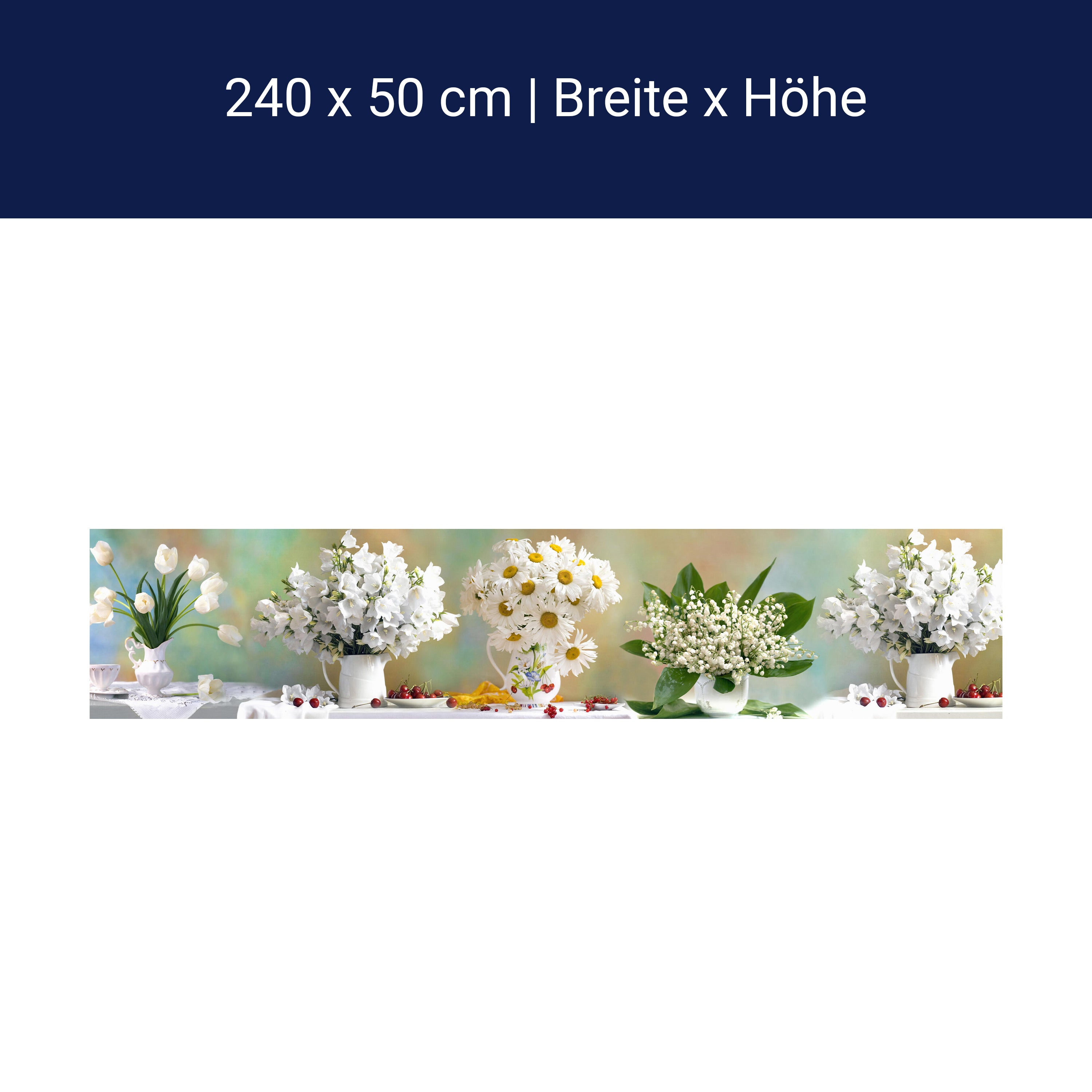 Küchenrückwand Tulpen Gänseblümchen Weiß Kirschen M1088