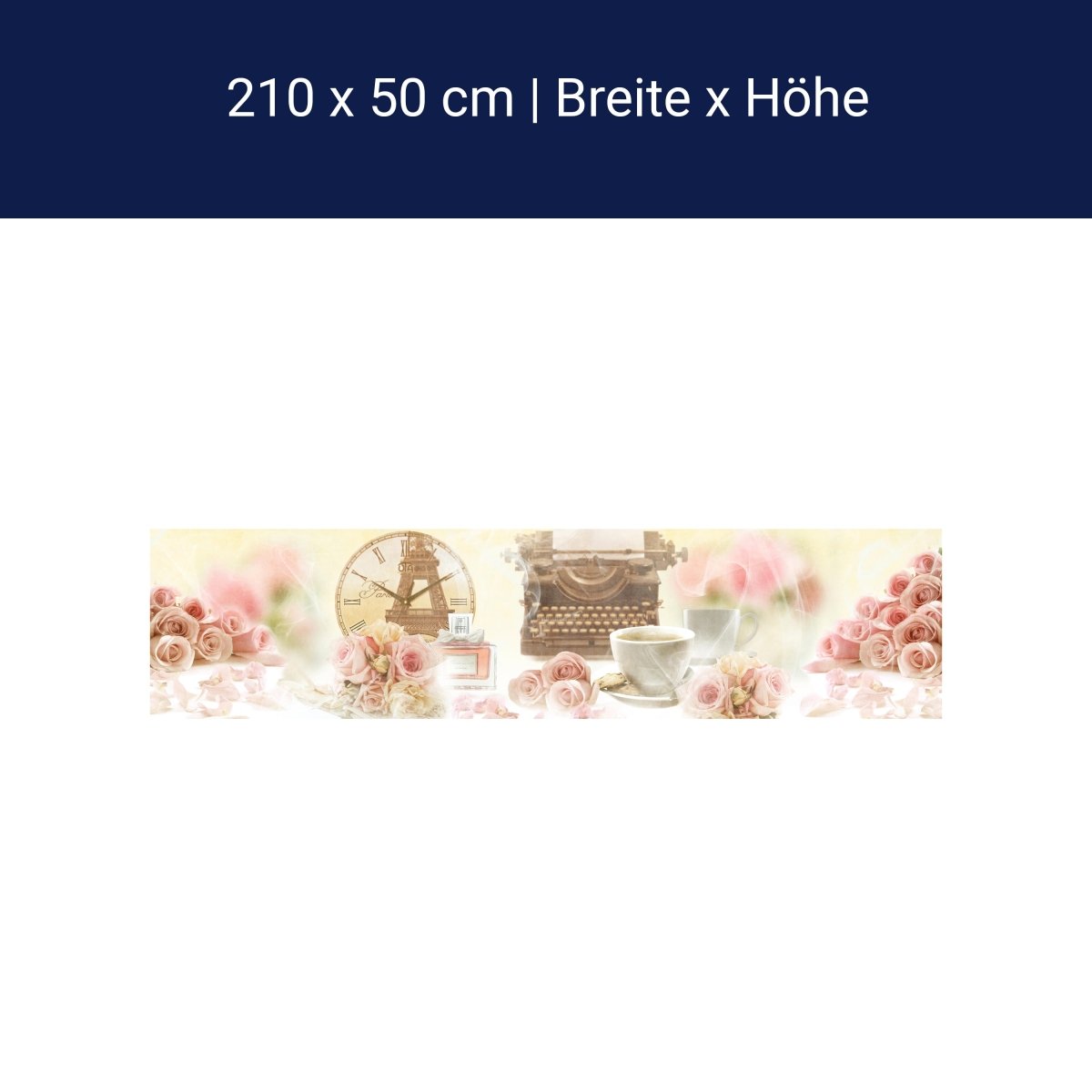 Küchenrückwand Rosen Rauch Uhr Schreibmaschine Kaffee M1118