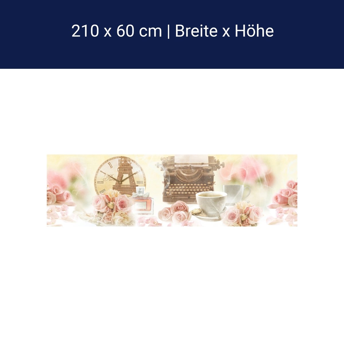 Küchenrückwand Rosen Rauch Uhr Schreibmaschine Kaffee M1118