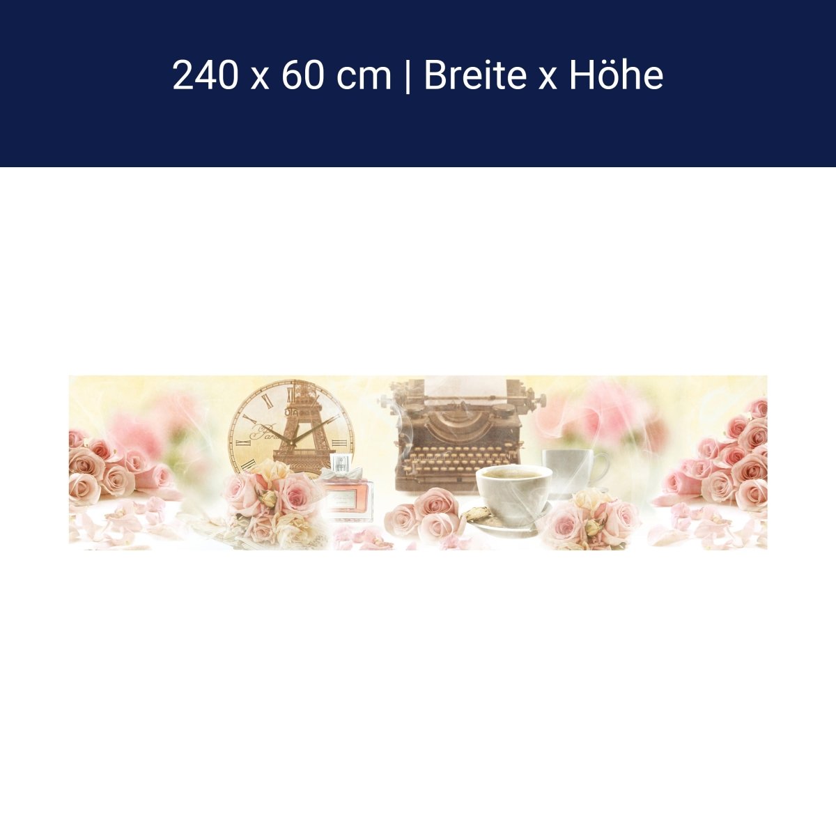 Küchenrückwand Rosen Rauch Uhr Schreibmaschine Kaffee M1118