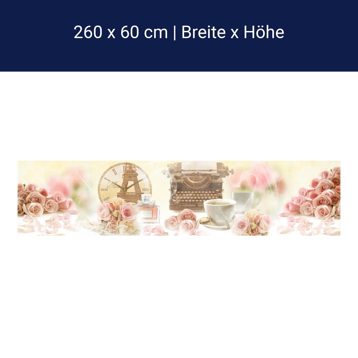 Küchenrückwand Rosen Rauch Uhr Schreibmaschine Kaffee M1118