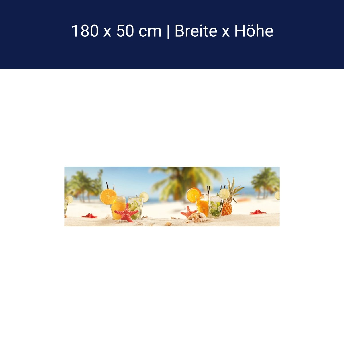 Küchenrückwand Strand Cocktail Seestern Orange Limette M1128