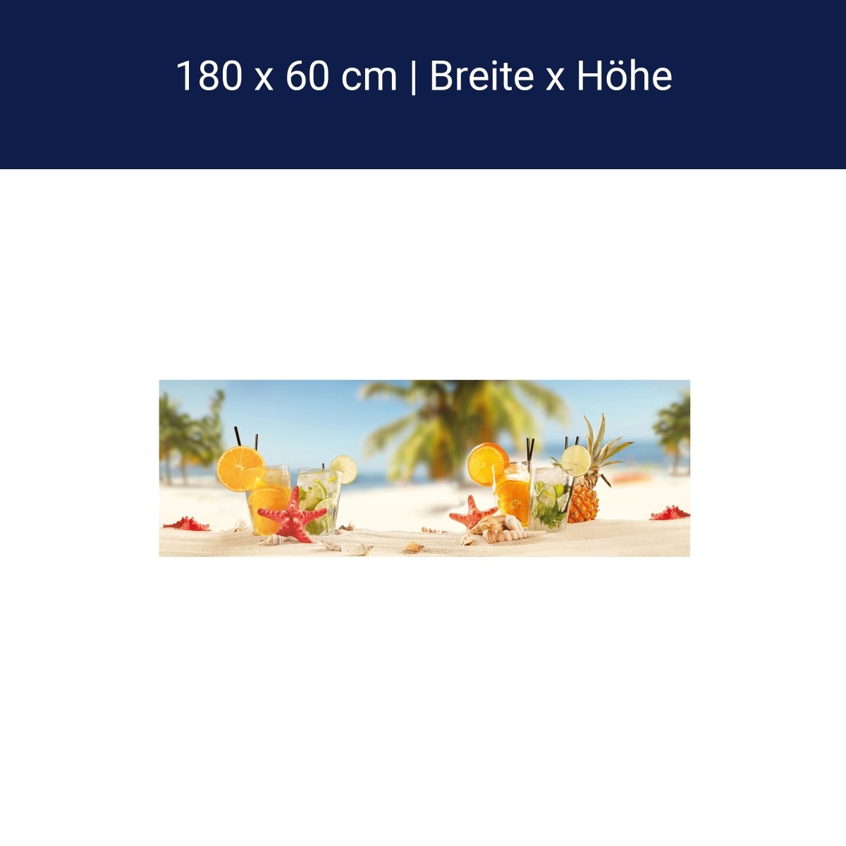 Küchenrückwand Strand Cocktail Seestern Orange Limette M1128