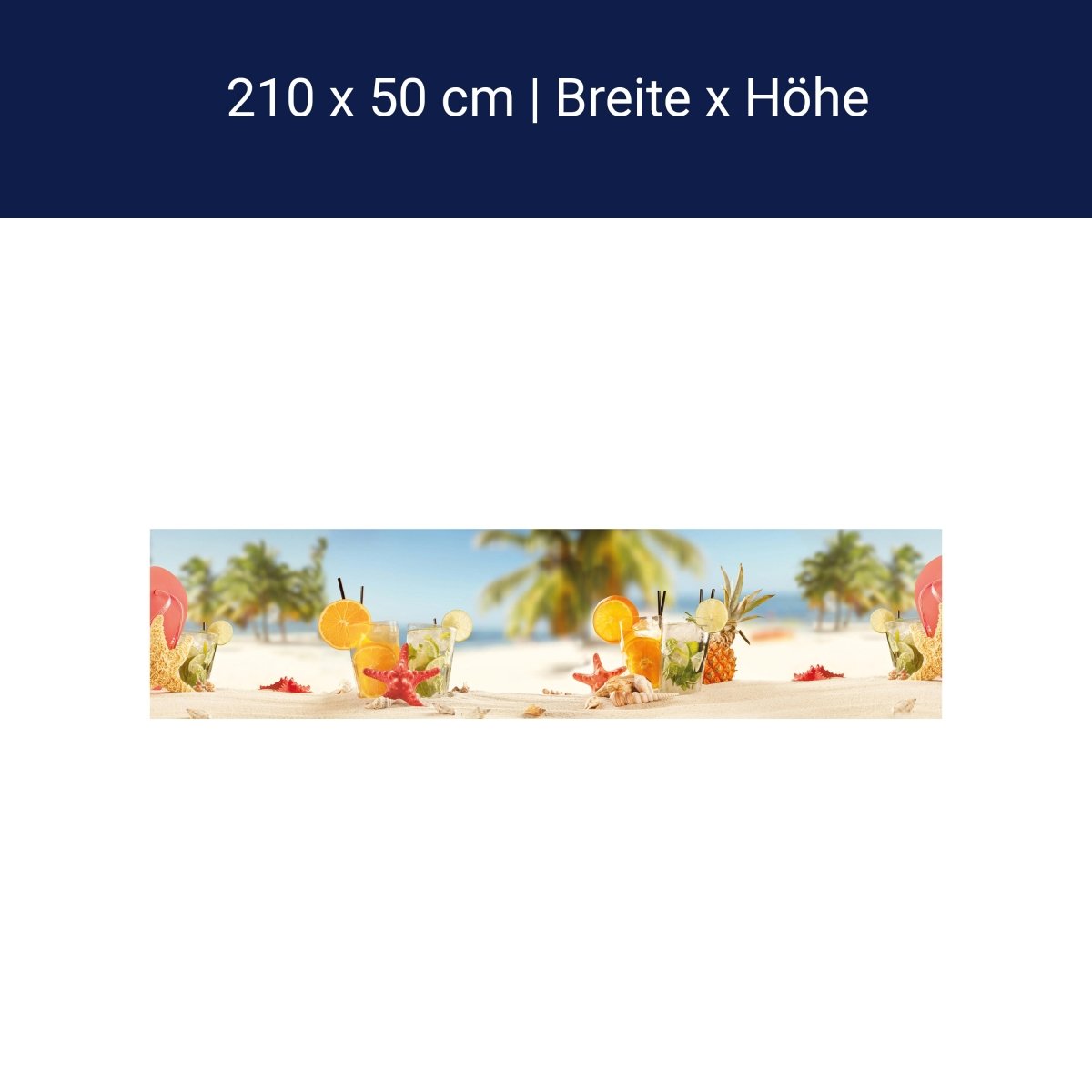 Küchenrückwand Strand Cocktail Seestern Orange Limette M1128