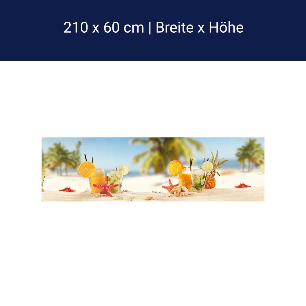 Küchenrückwand Strand Cocktail Seestern Orange Limette M1128