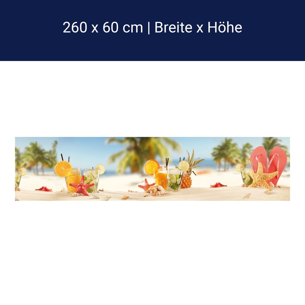 Küchenrückwand Strand Cocktail Seestern Orange Limette M1128