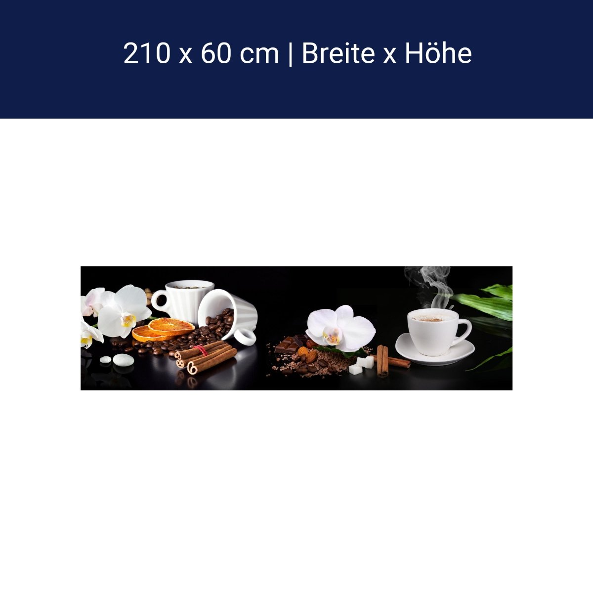 Küchenrückwand Kaffee Zimt Orange Tasse Steine Blüte Sc M1132