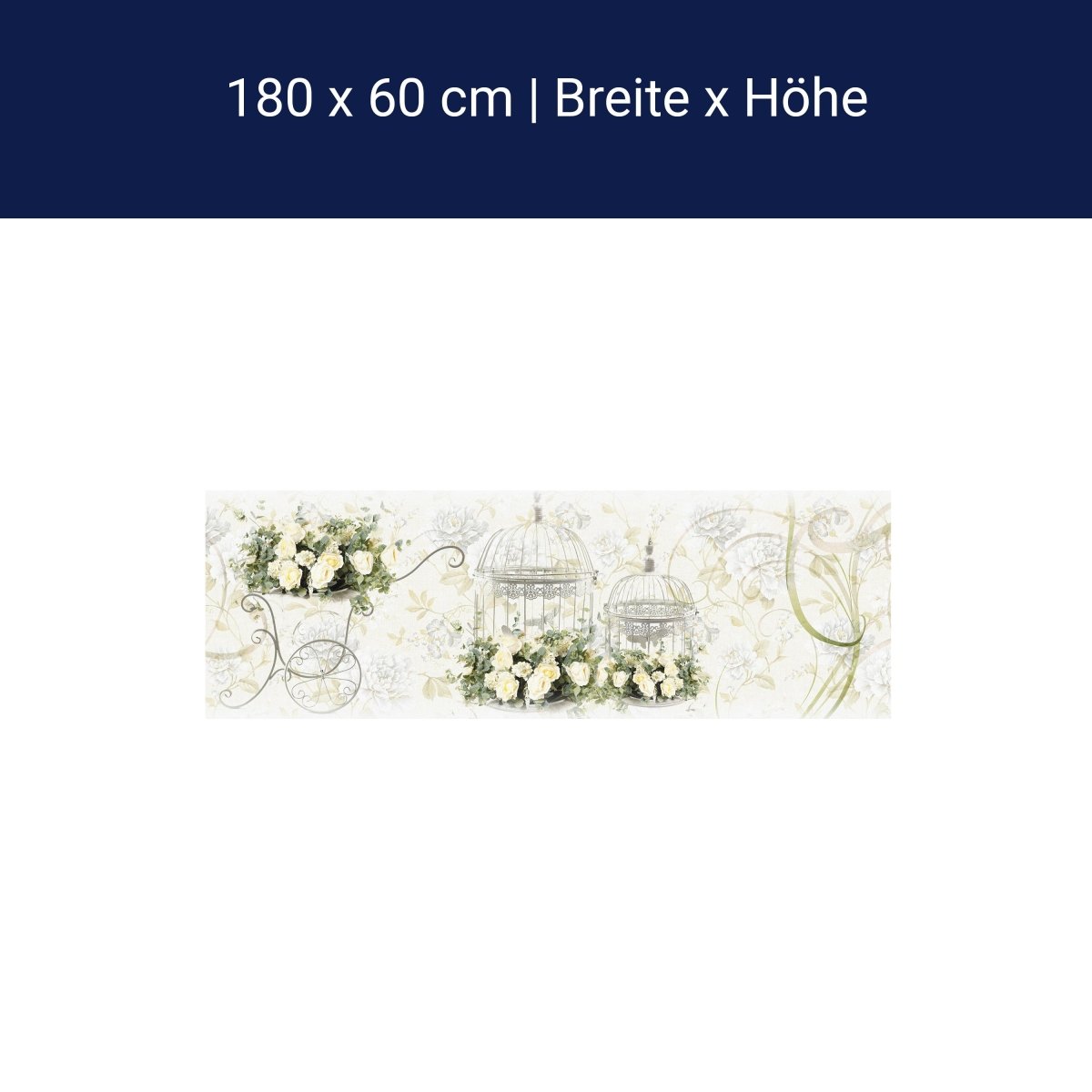 Küchenrückwand Ornamente Blumen Käfig Metall Ranken M1136