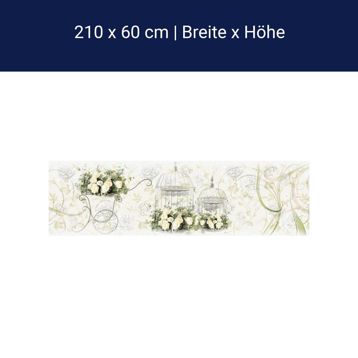 Küchenrückwand Ornamente Blumen Käfig Metall Ranken M1136