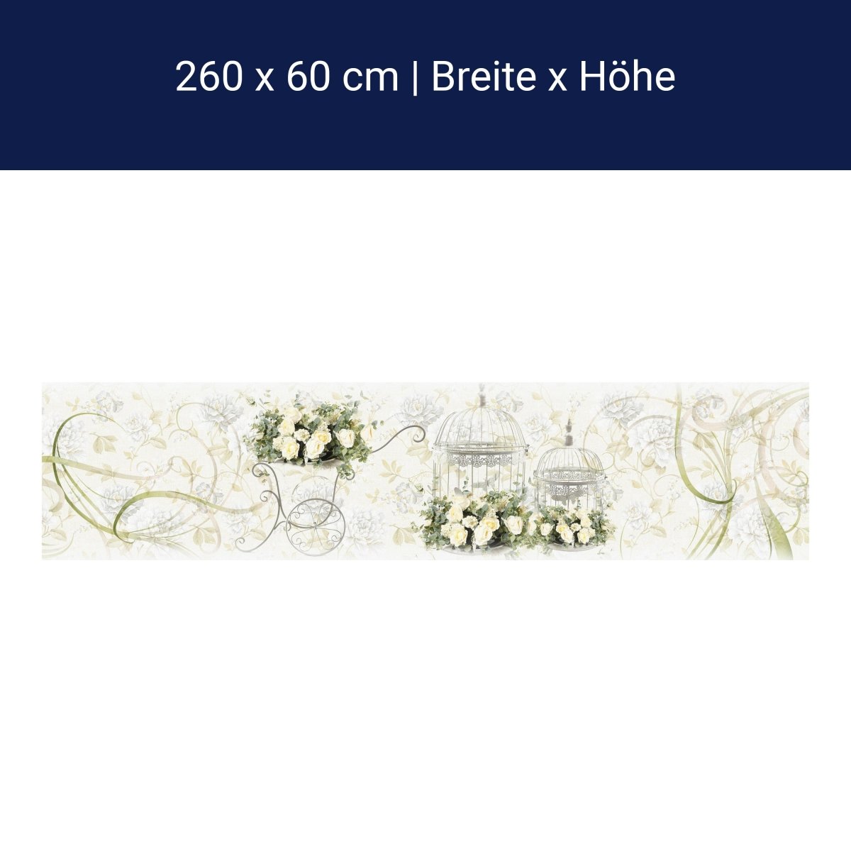 Küchenrückwand Ornamente Blumen Käfig Metall Ranken M1136