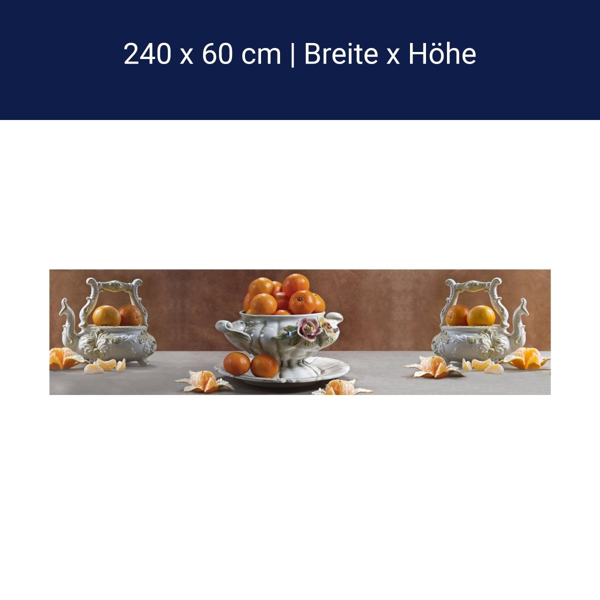 Küchenrückwand Mandarine Porzellan Schale Obst Rosen M1163