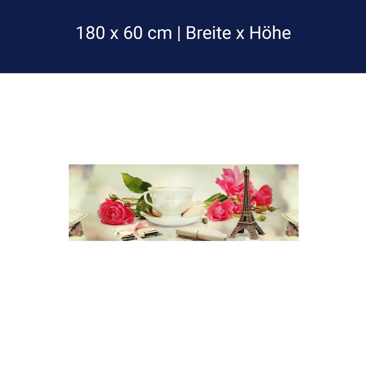 Küchenrückwand Eifelturm Rosen Briefe Schlüssel Tasse M1178