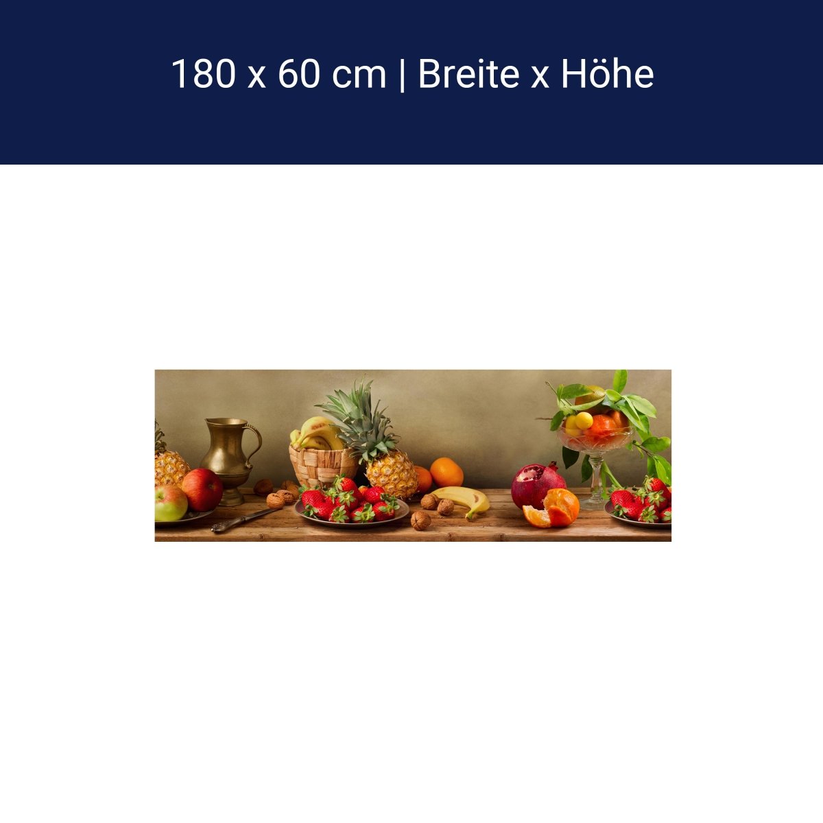 Küchenrückwand Obst Nüsse Erdbeeren Ananas Granatapfel M1180