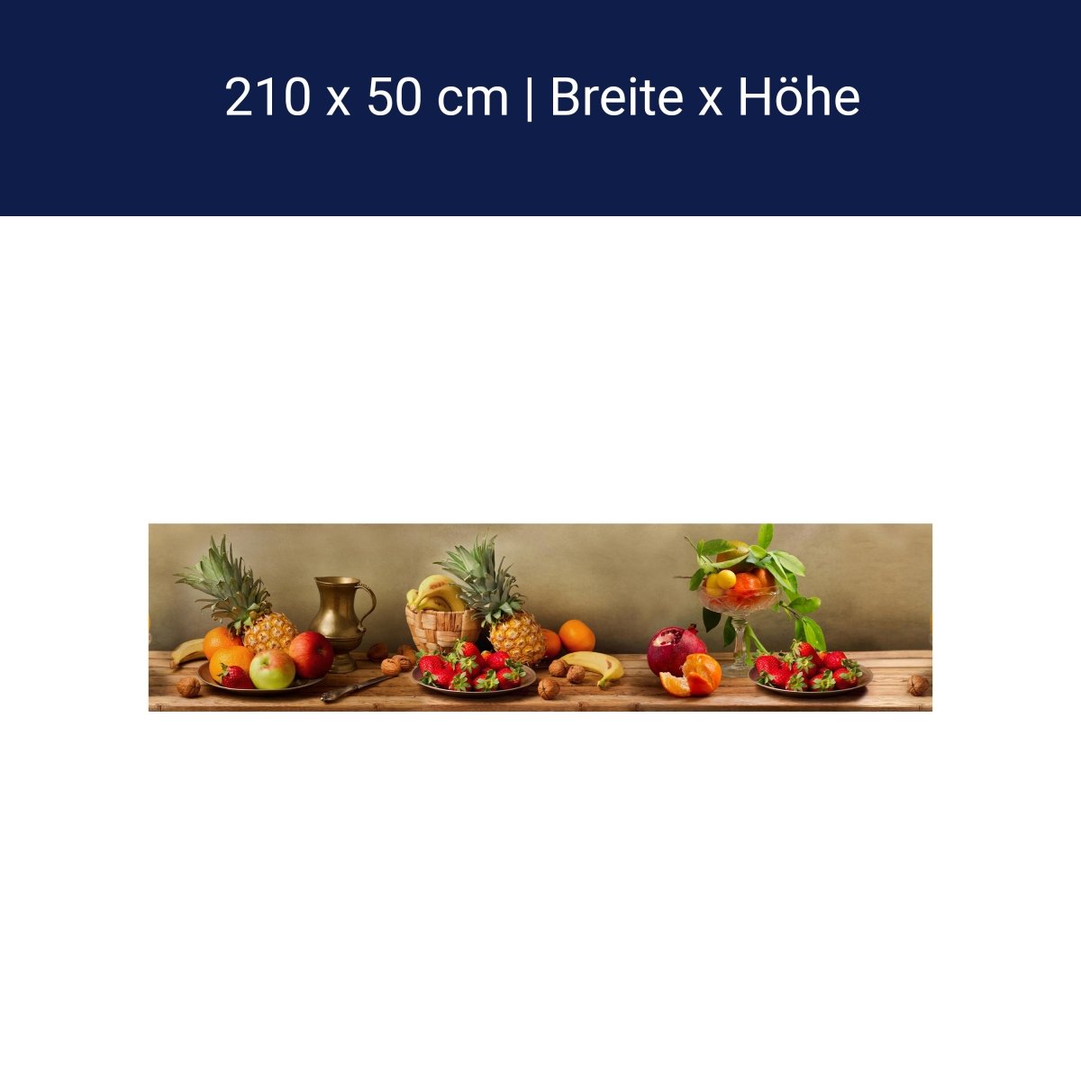 Küchenrückwand Obst Nüsse Erdbeeren Ananas Granatapfel M1180