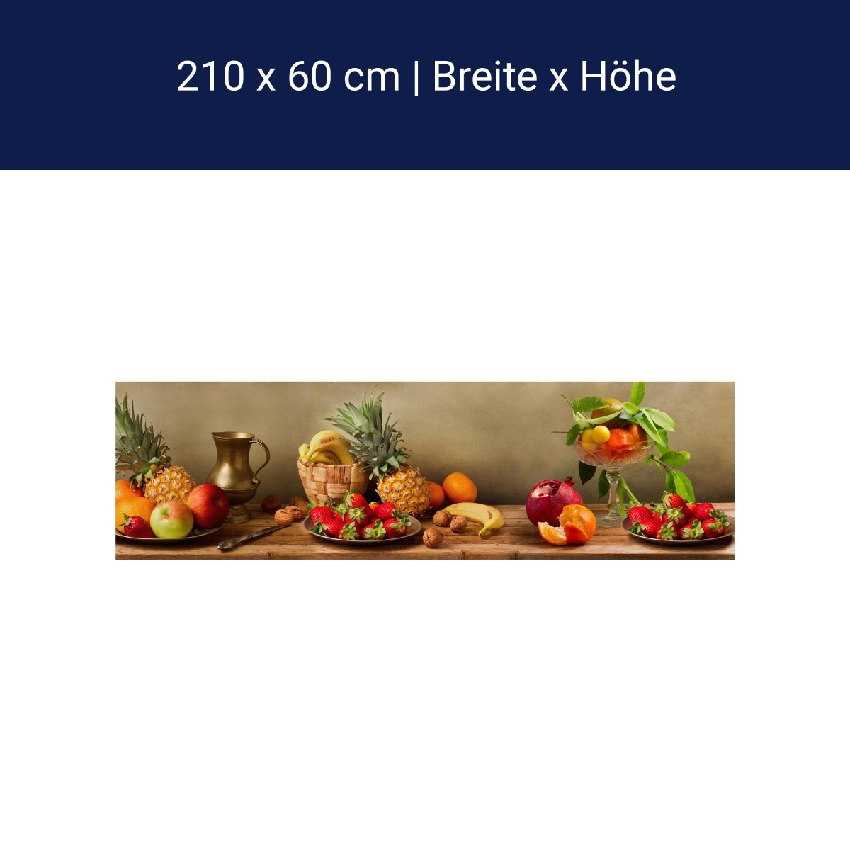 Küchenrückwand Obst Nüsse Erdbeeren Ananas Granatapfel M1180