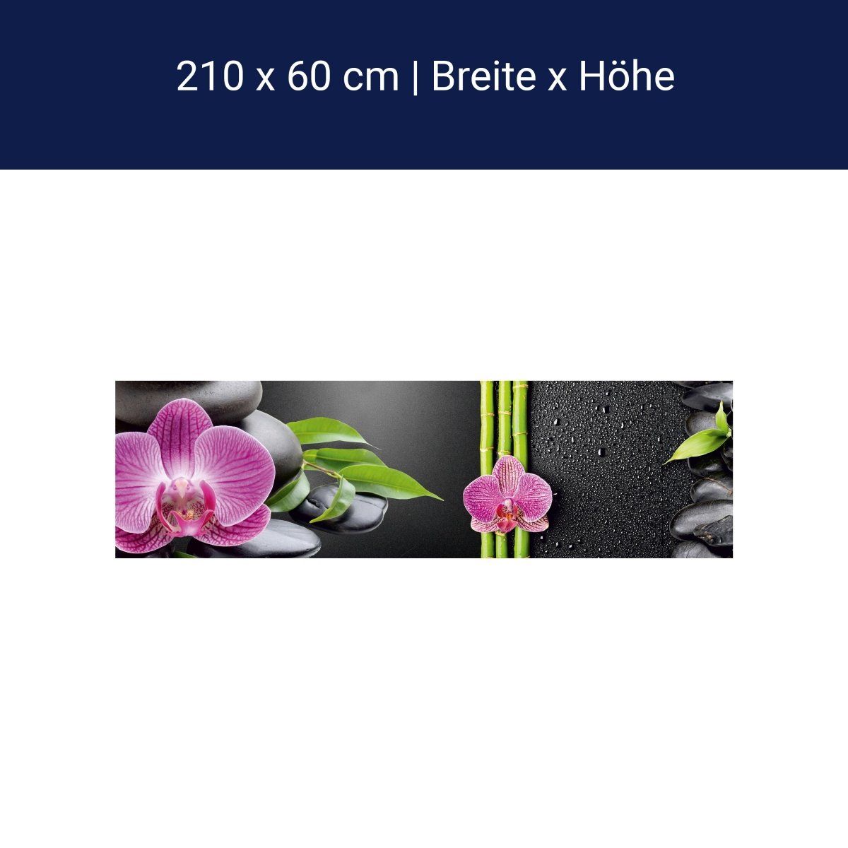 Küchenrückwand Bambus Steine Orchidee Magenta Tropfen M1184