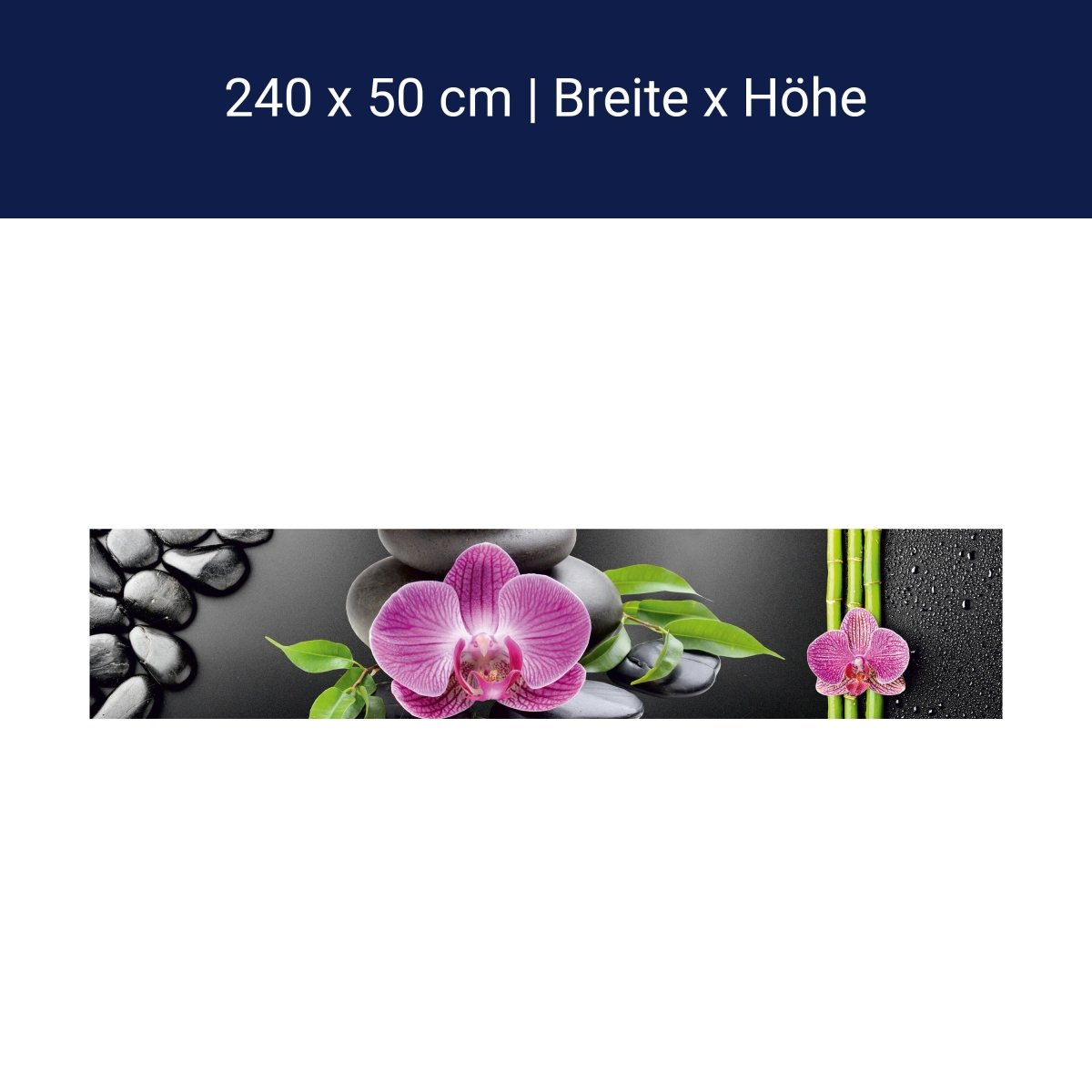 Küchenrückwand Bambus Steine Orchidee Magenta Tropfen M1184