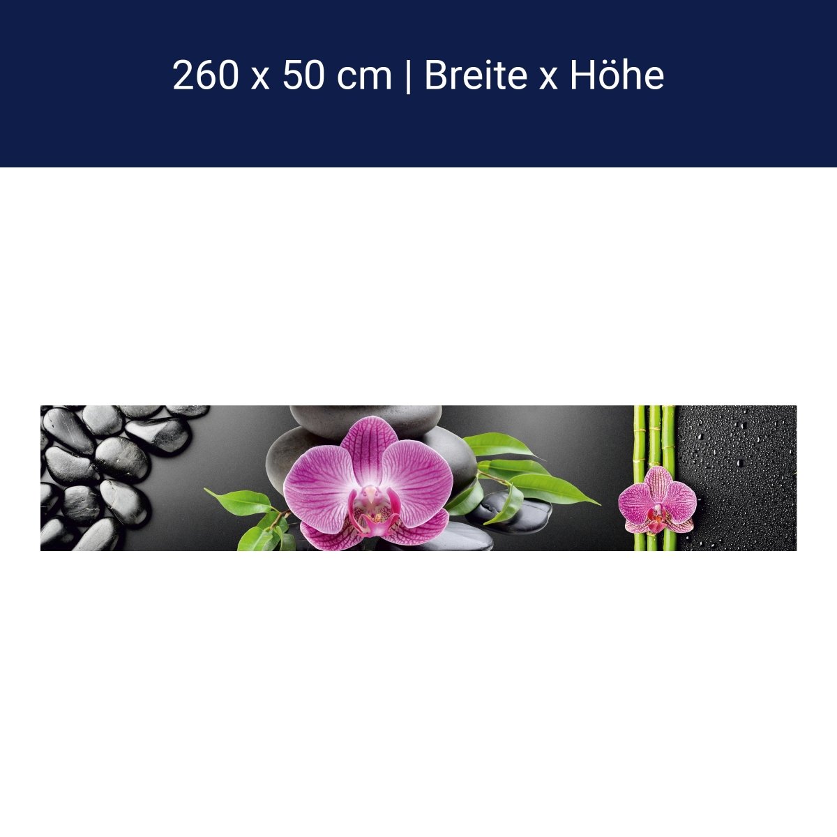 Küchenrückwand Bambus Steine Orchidee Magenta Tropfen M1184