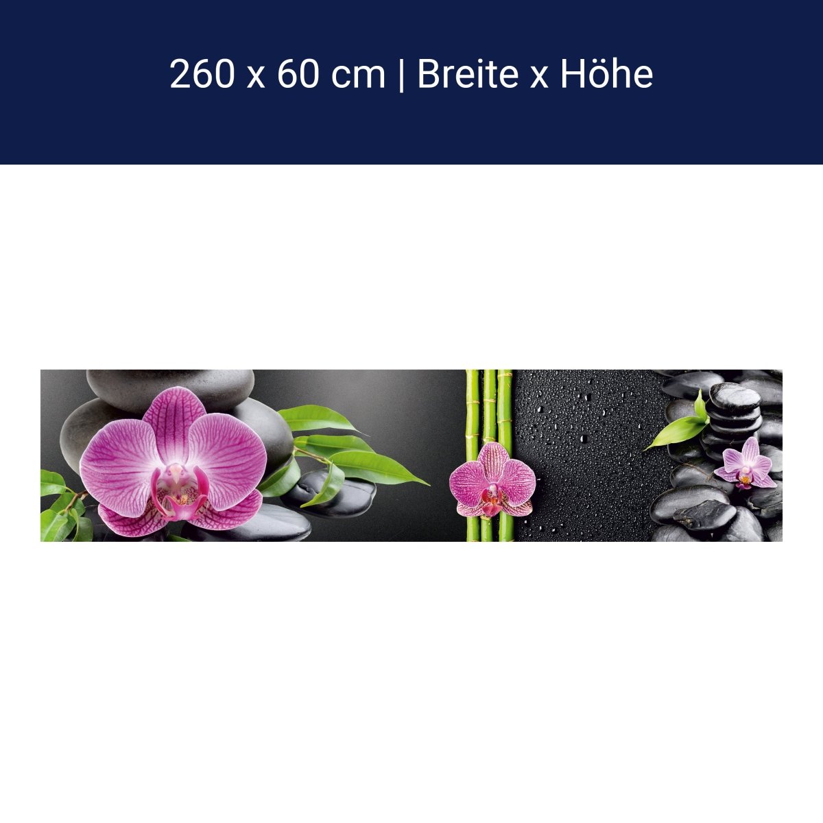 Küchenrückwand Bambus Steine Orchidee Magenta Tropfen M1184