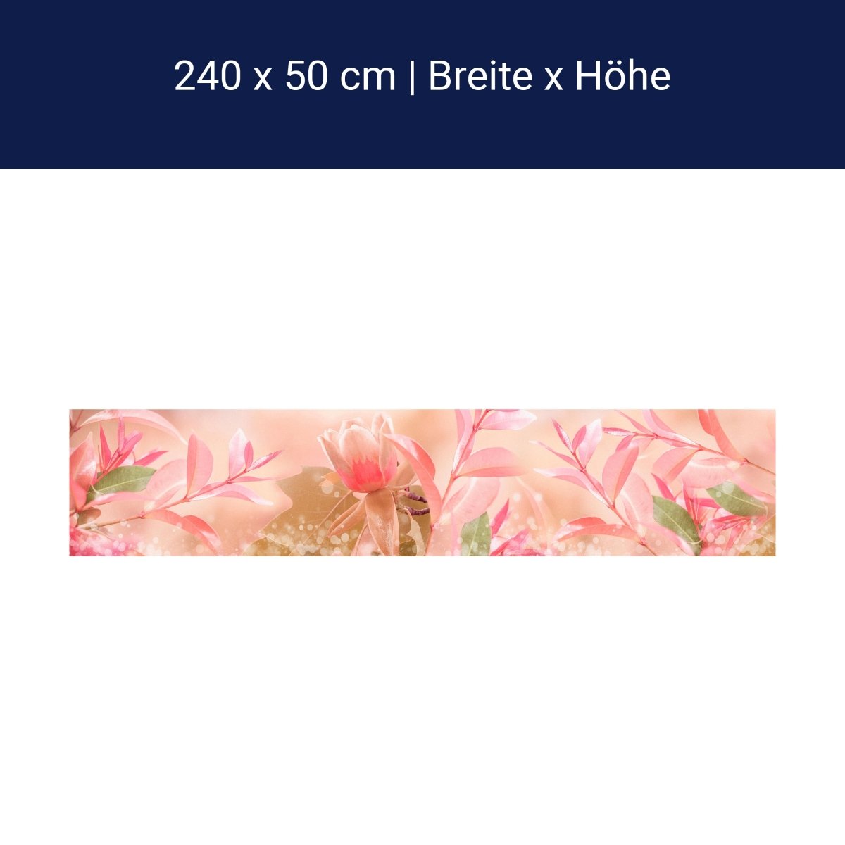 Küchenrückwand Natur Blumen Blätter Rosa Grün Blasen M1187