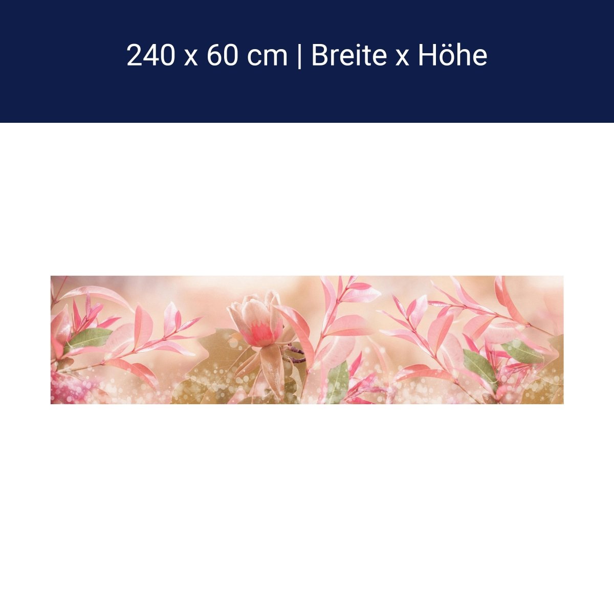 Küchenrückwand Natur Blumen Blätter Rosa Grün Blasen M1187