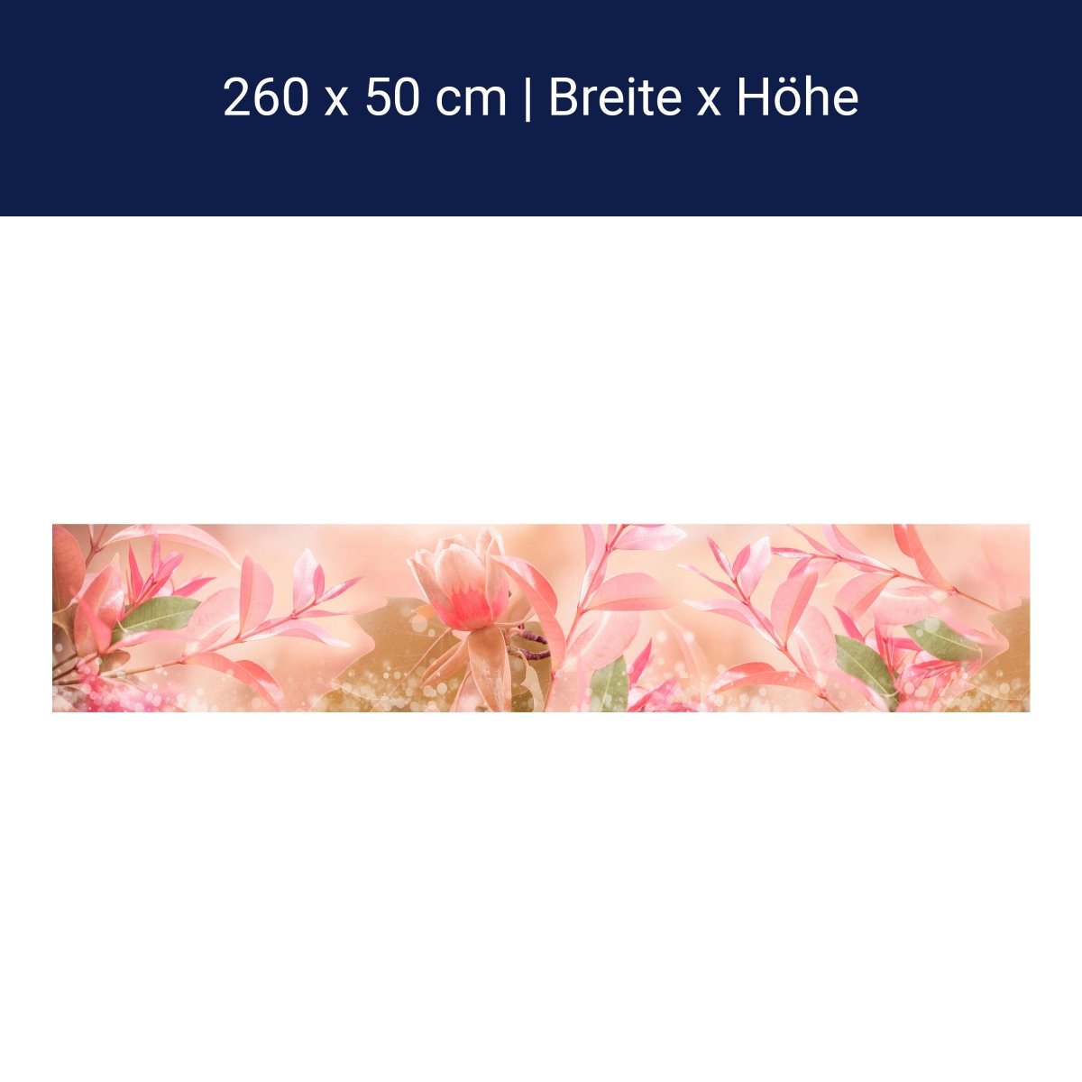 Küchenrückwand Natur Blumen Blätter Rosa Grün Blasen M1187