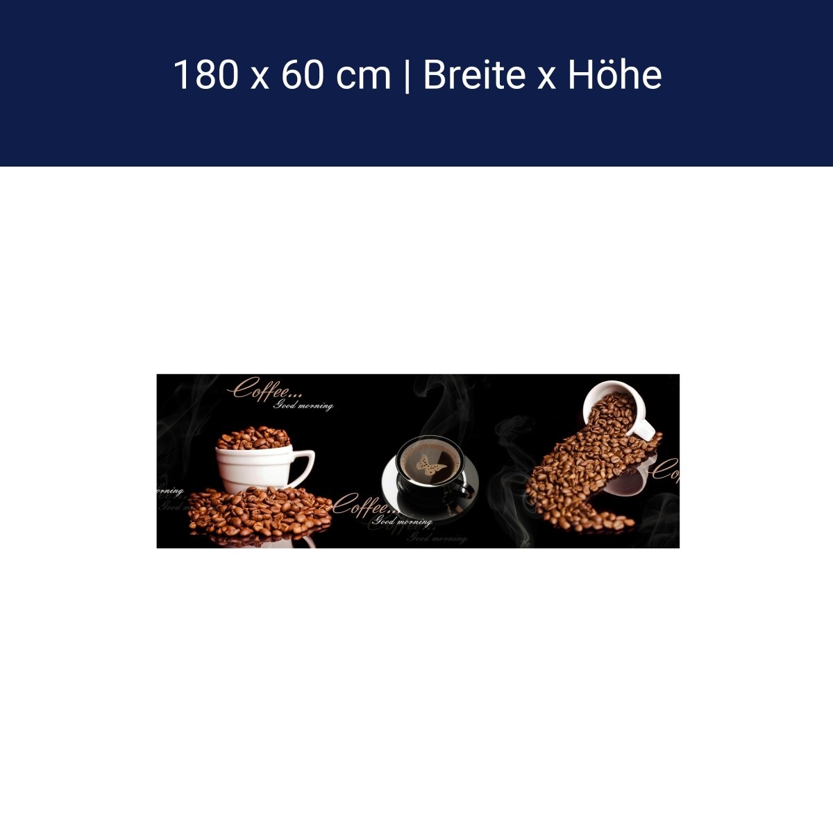 Küchenrückwand Kaffee Kaffeebohnen Tassen Schwarz M1192