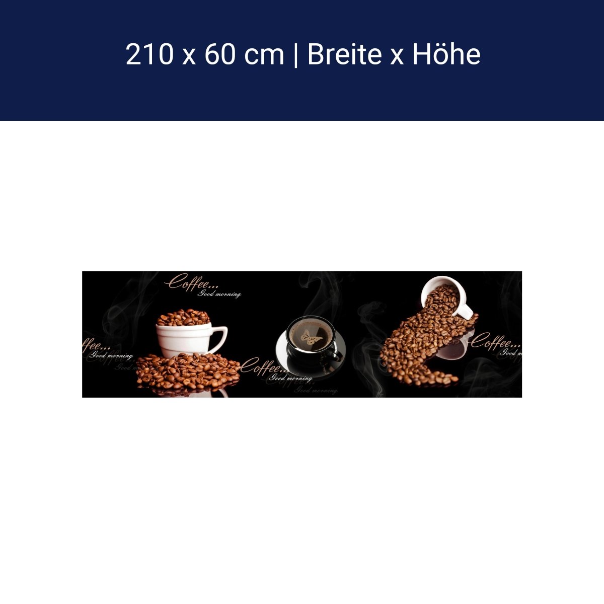 Küchenrückwand Kaffee Kaffeebohnen Tassen Schwarz M1192