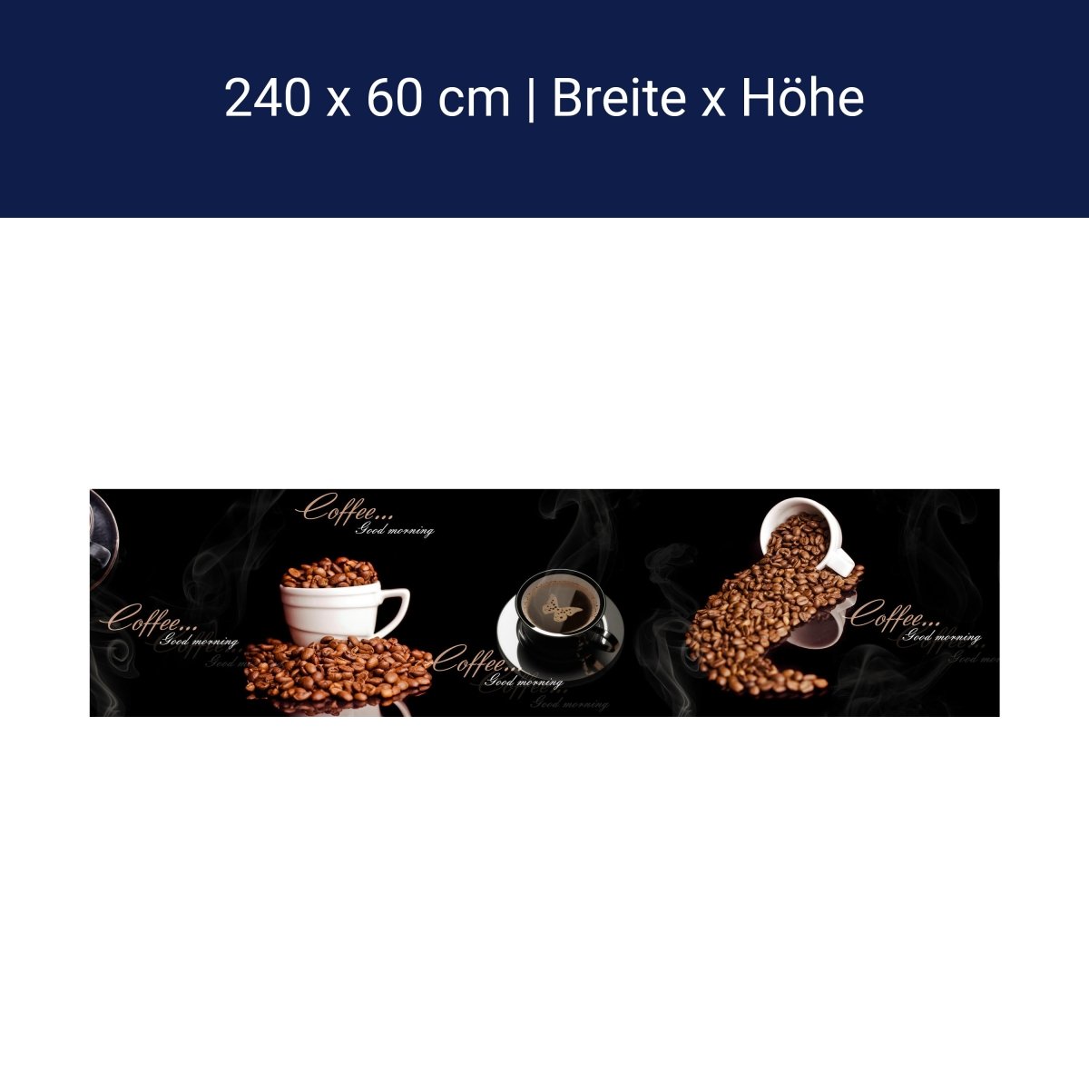 Küchenrückwand Kaffee Kaffeebohnen Tassen Schwarz M1192