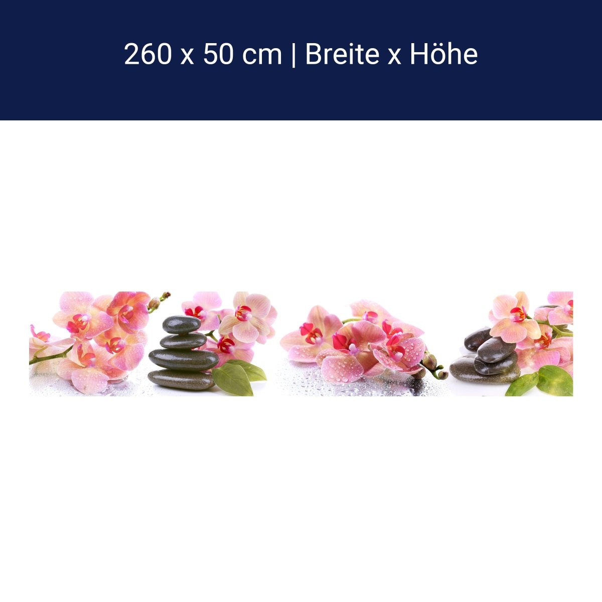 Küchenrückwand Orchidee Blätter Steine Wasser M1280