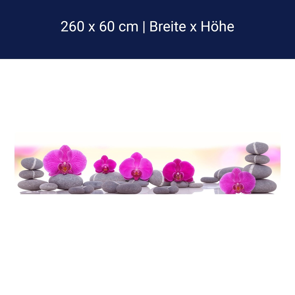 Küchenrückwand Orchidee Steine Blätter rosa M1285