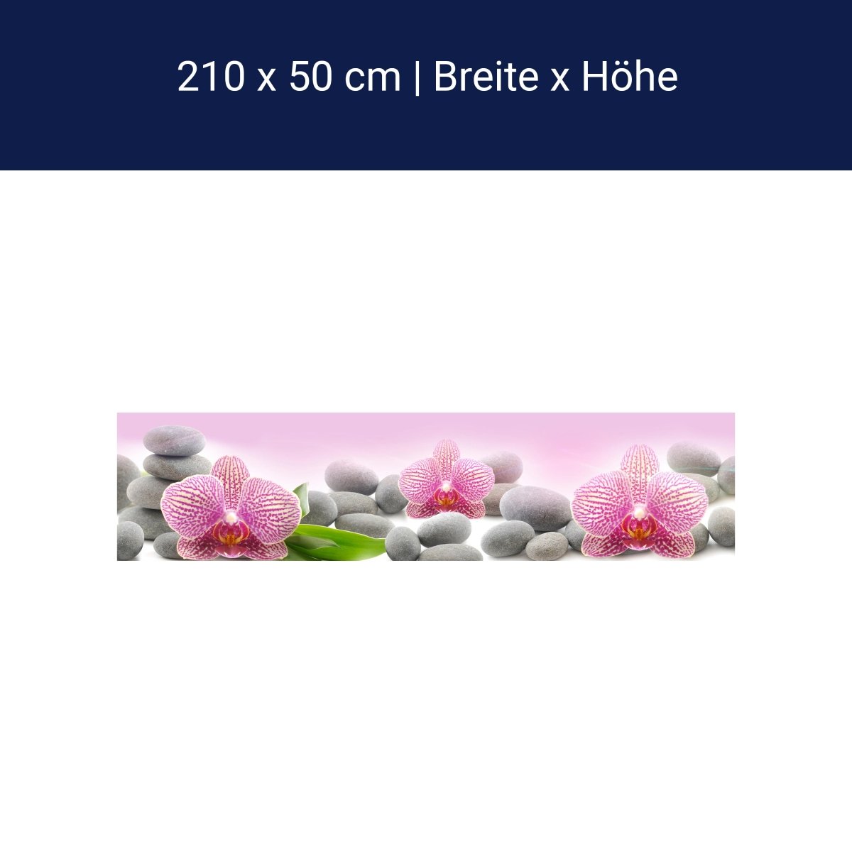 Küchenrückwand Orchidee Blätter Steine Rosa M1291