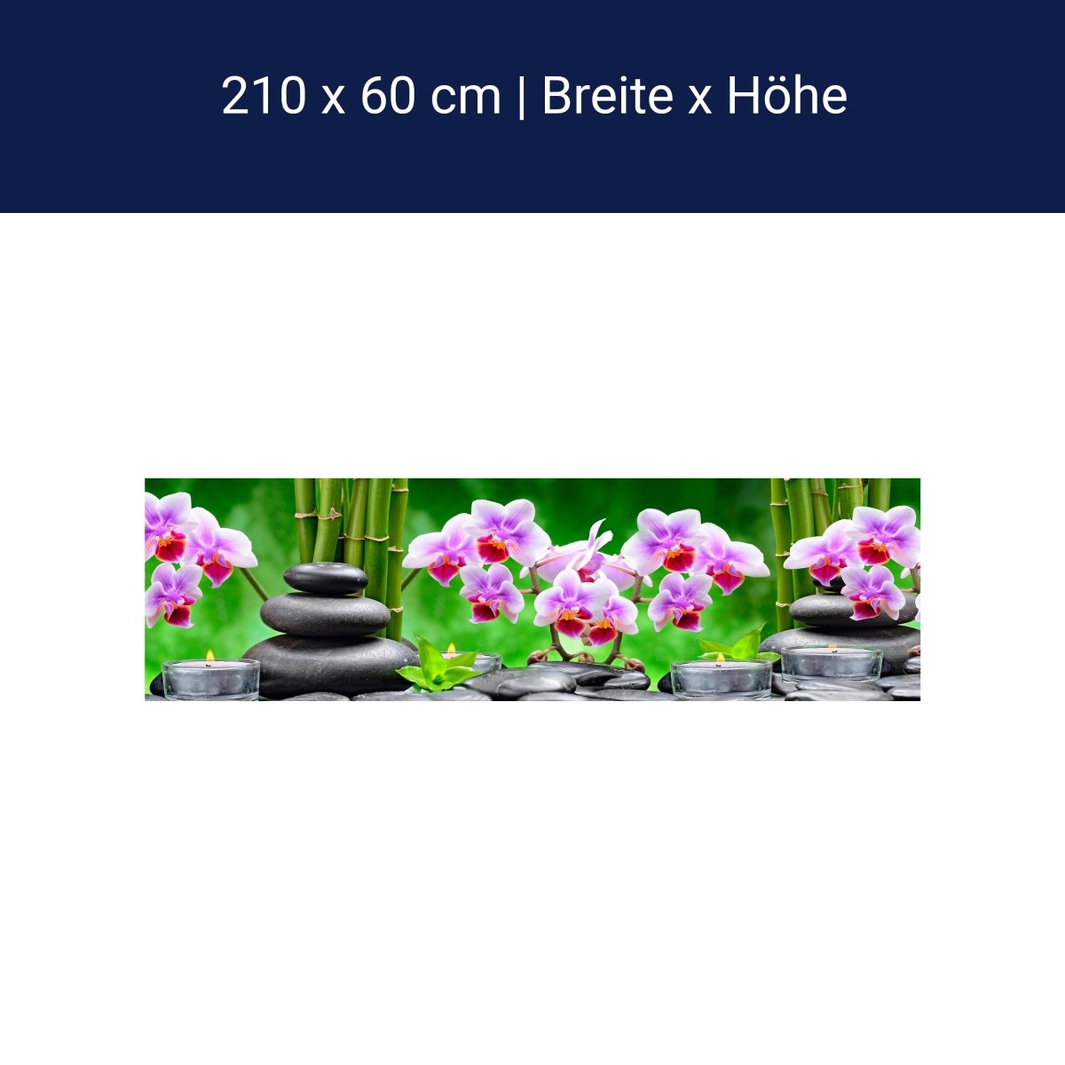 Küchenrückwand Steine schwarz orchidee bambus kerzen M1350