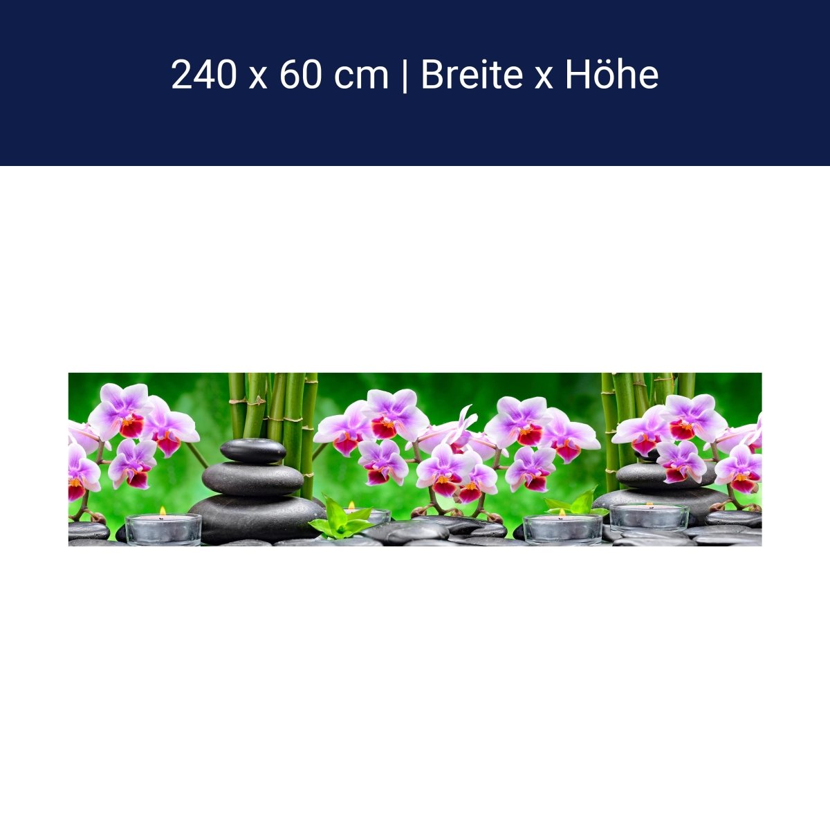 Küchenrückwand Steine schwarz orchidee bambus kerzen M1350